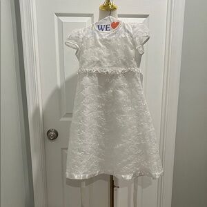 Elegant White Kids Formal Communion Flower Girl Dress